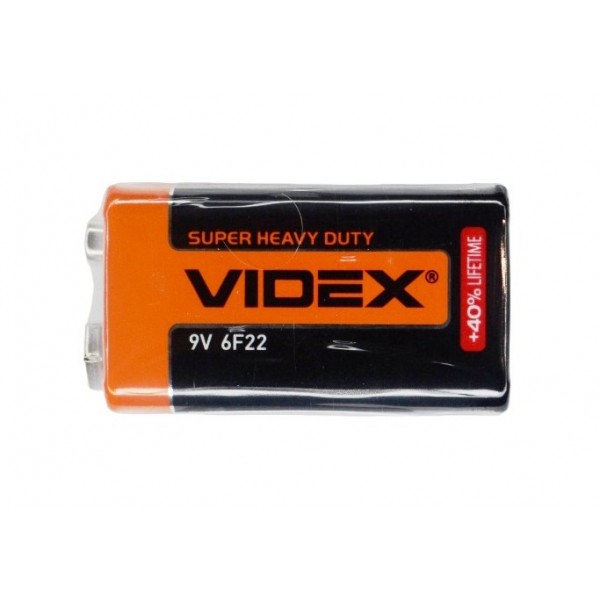 Батарейка крона, Videx, 6F22, 9V, сольова